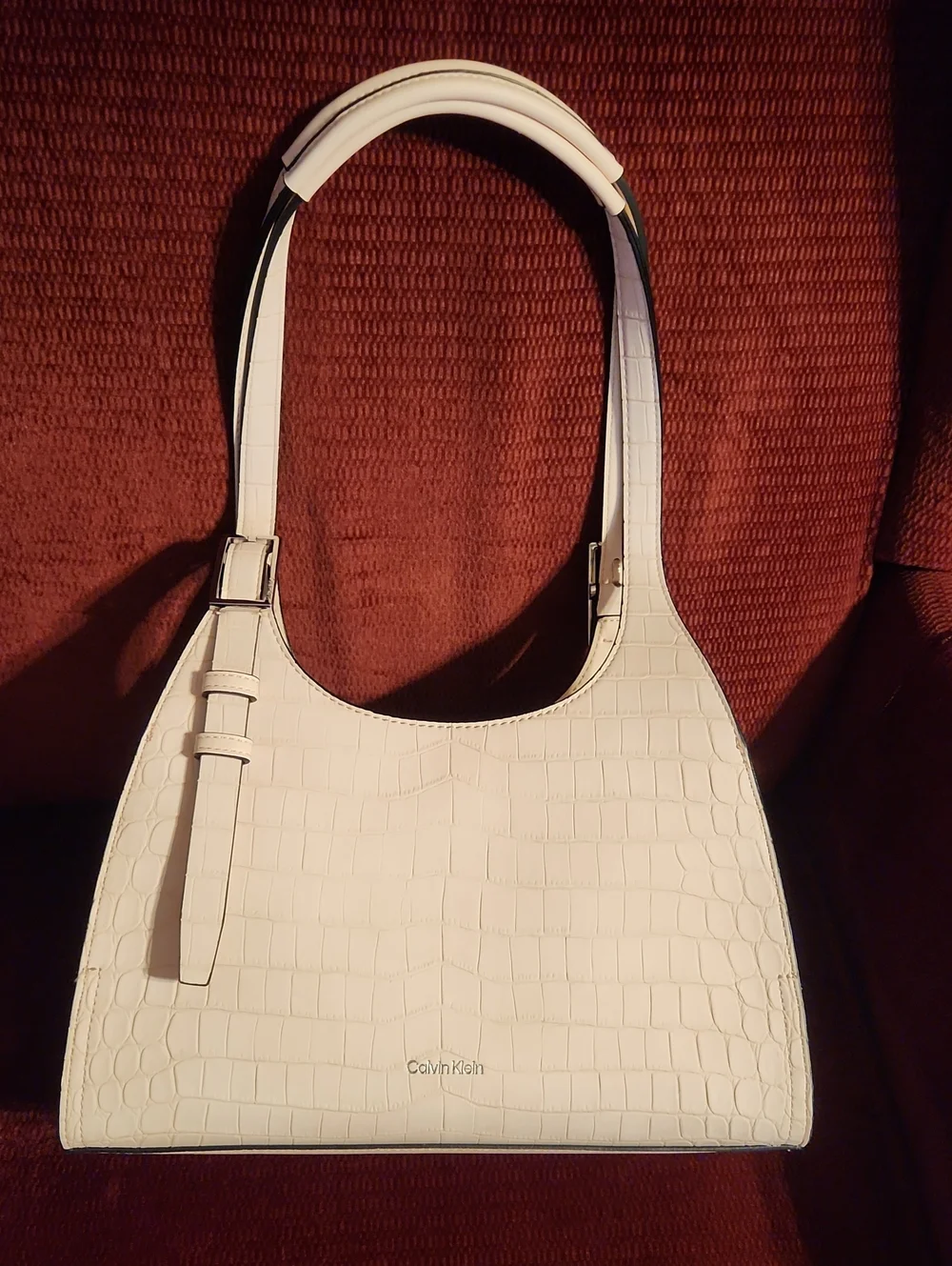 Calvin Klein Pale Pink  Croc-Embossed Shoulder Tote